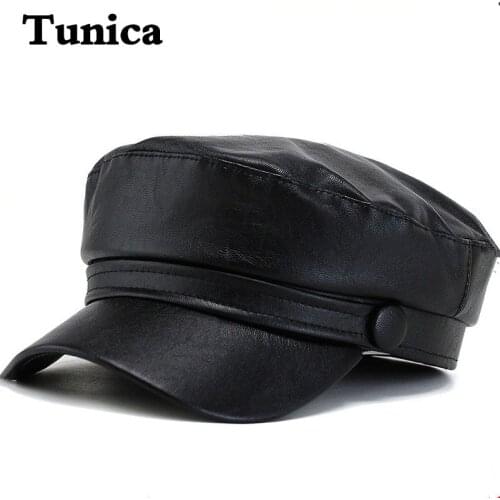 New fashion ladies octagonal hat PU leather beret fashion British style painter hats spring autumn beret caps women flat cap