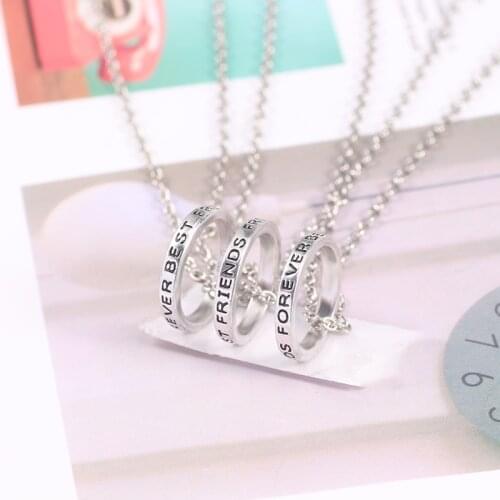 Best Friends Forever Necklace Best Friend Jewelry Letter Round BFF Pendant Unisex Christmas Xmas Necklaces&Pendants Gifts