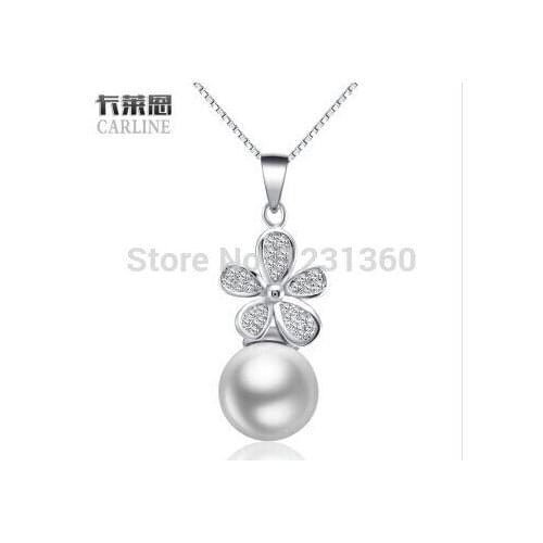 New Fashion Natural Fleshwater Pearl Pendant&Necklace For Women,100% 925 Sterling Silver Necklace Fine Jewelry Birthday Gift