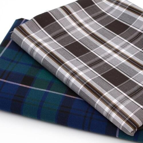 Polyester cotton twill check cloth yarn dyed Scottish stretch plaid fabric for clothes garment bags JK Pleated skirt uniform