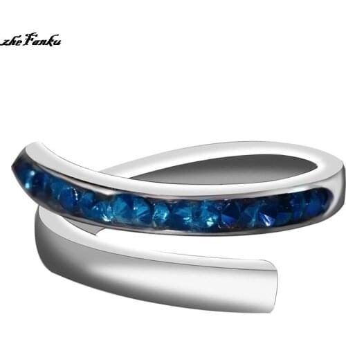 Simple Light Luxury Cross Zircon Open Ring Fashion Design Korean Female Jewelry Sexy Adjustable Ring Wedding Ring