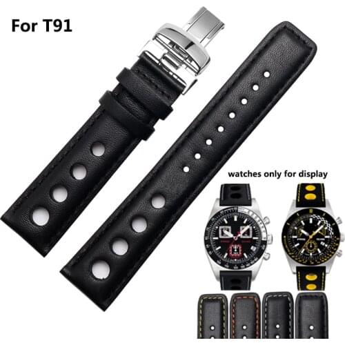 20mm genuine leather watchband Racing sport series wristband replacement Tissot T91 1853PRS516 leather strap mens bracelet