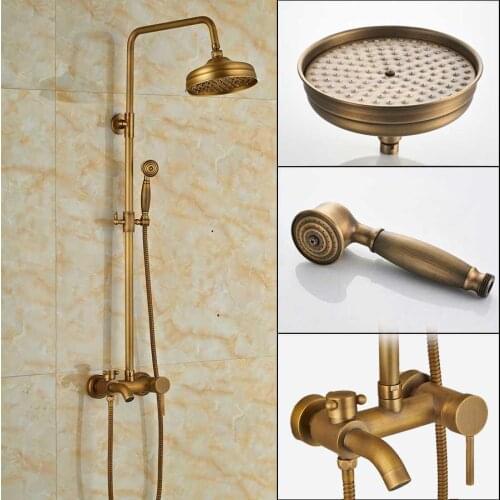 Bronze Black Bathroom Shower Faucet Mixer Wall Mount 8" Rainfall Shower Set Mixer Tap Brass Tub Spout Bath Shower Mixers