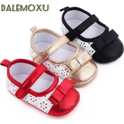 Spring Autumn Baby Shoes PU Leather Newborn Girls First Walkers Bowknot Baby Prewalker Soft Bottom Anti Slip Princess Shoes