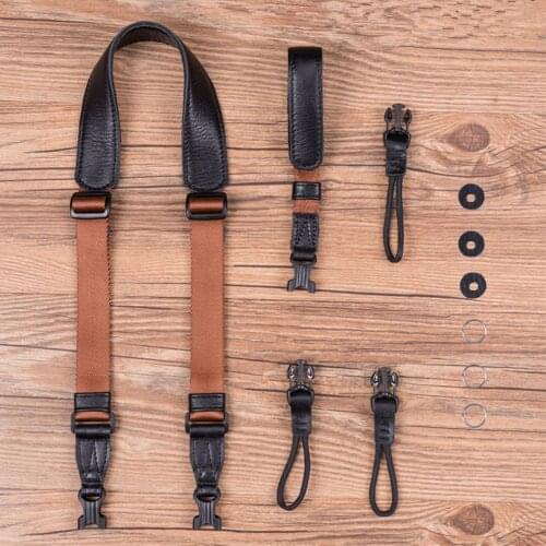 Vintage Original Handmade Genuine Leather Simple Camera Shoulder Strap DSLR Neck Wrist Strap Belt for Canon/Nikon/Sony/Panasoni