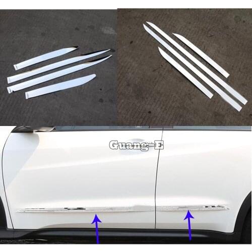 High Quality Car Door Trim Strip Molding Stainless Steel Stream Lamp Panel Bumper 4pcs For Honda HRV HR-V Vezel 2019 2020