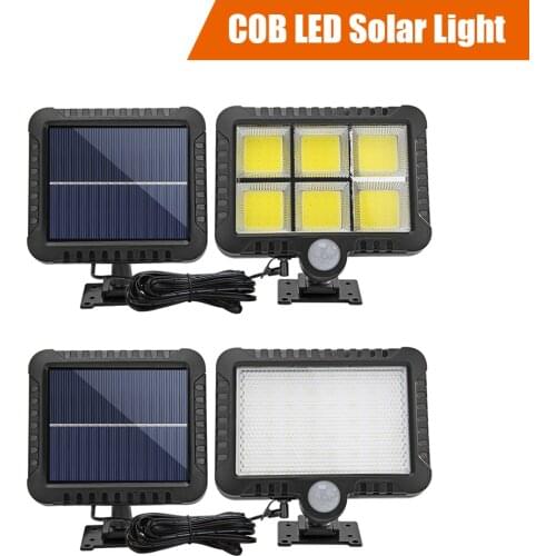 100/120 COB LED Solar Light Outdoor Lighting Garage Security Light PIR Motion Sensor Garden Decoration Solar Wall Lamp Spotlight