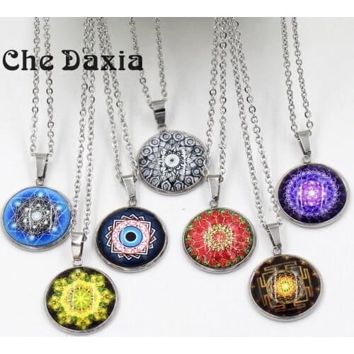 19 Style optional) Vintage 20mm Diameter convex glass Cabochon Time Gems Pendant stainless steel Necklace