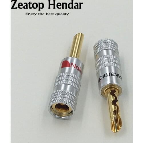 2Pcs 24K Gold Plated Audio Nakamichi BFA Silent Wire Tube 4MM Banana Speaker Plug Connector Screw Cable & Wire