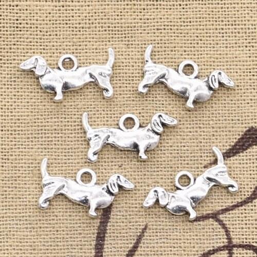 20pcs Charms Dog 10x18mm Antique Pendant fit,Vintage Tibetan Bronze Silver color,DIY Handmade Jewelry