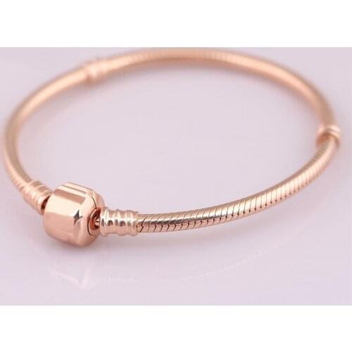 S925 Bracelet For women Iconic Rose Round Clasp fit Lady Charms Beads Pendants