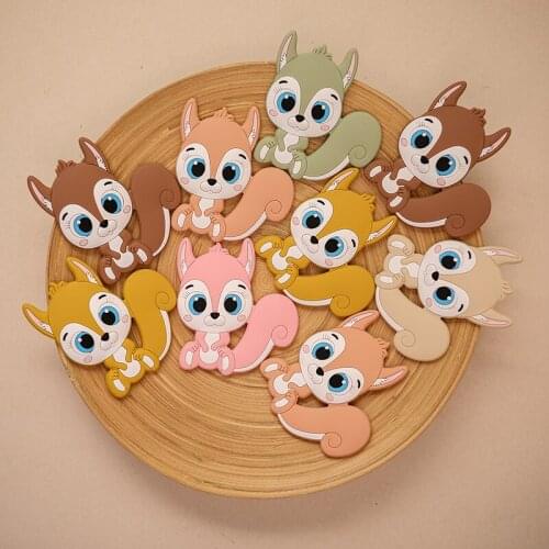 Silicone Animal Cartoon Baby Beads Rabbit Teether Pacifier Clips Beads Newborn Food grade Teething Products