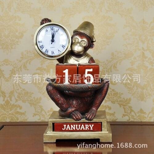 C calendar clock ornaments living room furniture monkey study knick knacks resin crafts