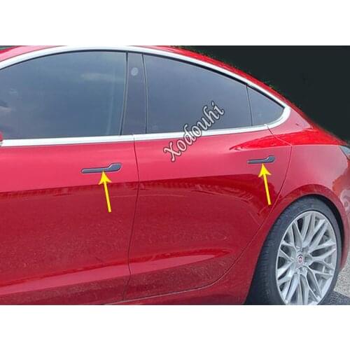 Car Body Detector Inner Sticker Frame Lamp Trim Door Handle Armrest Handrail 4pcs For Tesla Model 3 Model3 2018 2019 2020