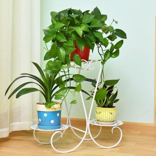 European wrought iron multi-level indoor balcony living room space floor-standing decorative frame flower pot rack flower shelf