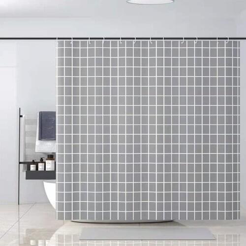Geometric stripe Shower Curtain Lattice pattern Bath Curtain Waterproof Polyester Fabric Curtains With Hooks home Bathroom Decor