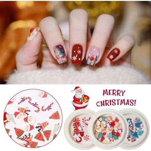 Nail Art Christma Wood Pulp Piece Santa Snowflake Elk Pattern Modeling DIY Nail Decoration Design Creativity Accessorie Applique