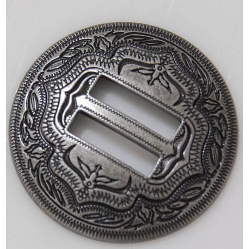 KBS01) Wholesale 50pc 1-1/4" (32 mm) Slotted Concho 2-Tone Leathercraft Saddle Tack Belt Antique-Silver