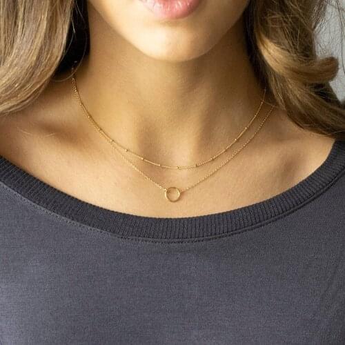 Circle Necklace Handmade Jewelry Gold Filled Ball Chain Choker Pendants Collier Femme Kolye Boho Women Necklace Jewelry