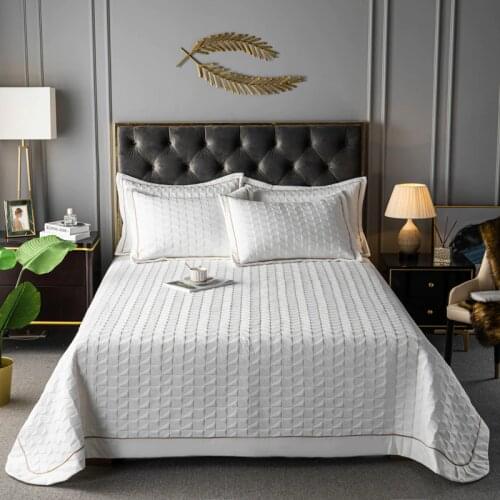 New gray white cotton Quilting lace bed cover Bed Skirt Bedspread Bed Sheet Bed Cover Pillowcase Bedding Set 3pcs