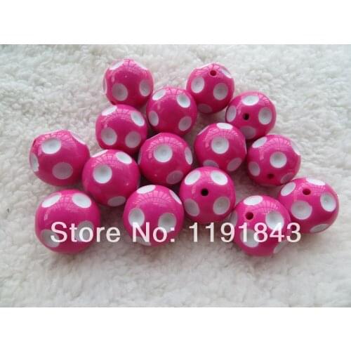Kwoi vita Colorful Handmade 20mm 100pcs Rose Color Resin Acrylic Polka Dot Beads for Chunky beads necklaceWholesales