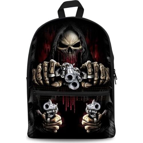 2019 New Style Cool Skull Print Mens Backpacks Canvas School Backpack for Teenagers Boys Computer Laptop Travel Bags