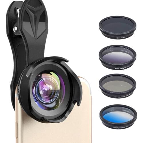 APEXEL Phone Camera Lens Kit HD Professional Wide Angle/macro Lens With Grad Filter CPL ND Filter For iPhone Xiaomi
