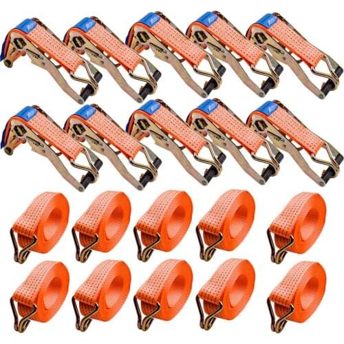 New 10PCS 4TON * 5 M* 50MM For HEAVY DUTY RATCHET TIE DOWN STRAPS LORRY LASHING 4000KG