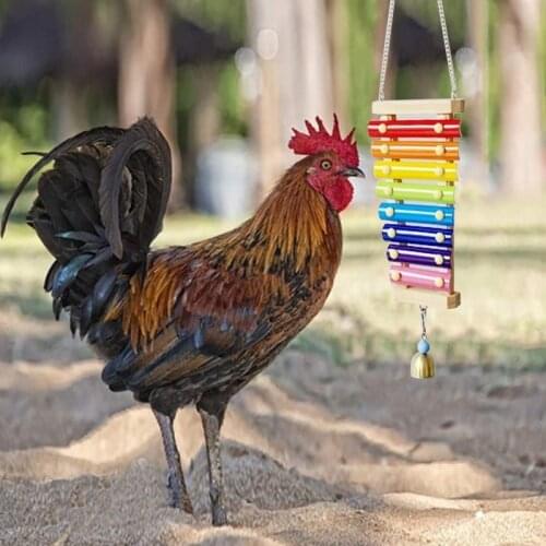2021 New Hanging Chicken Sound Toys Hens Rooster Pecking Suspensible Wooden Xylophone Toy