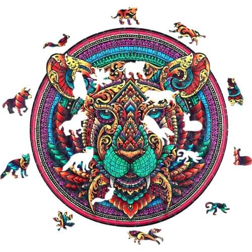 Unique Tiger Wooden Jigsaw Puzzle Animals Shape Wood DIY Puzzles Crafts Gifts Wooden Adults Puzzle For Kids Educational Toys