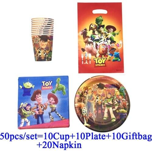 Disney Toy Story Gift Bag Kids Birthday Party Decorate Set Toy Story Party Supplies Cup Plate Baby Boys Happy Birthday Party Set