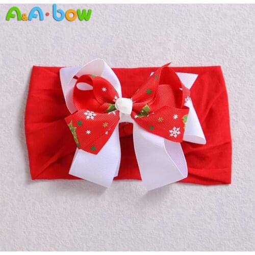 Christmas Baby Girls Headband Newborn Kids Red Green Bows Hair Band Toddler Kids Headwrap Lovely Children Baby Hair Accessories