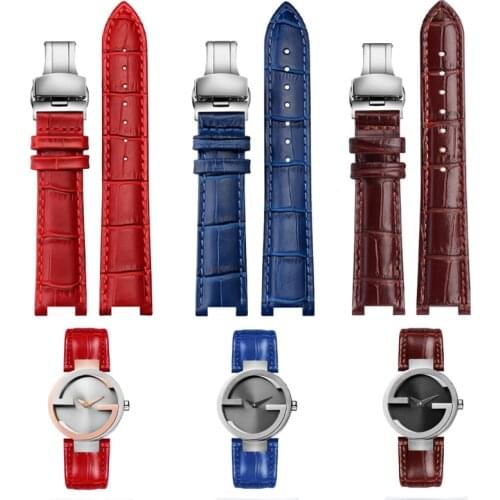 Calfskin Leather Watch band 20*12mm 22*14mm 16*10mm For GC YA133326 YA133212 Notched strap withstainless steel butterfly buckle