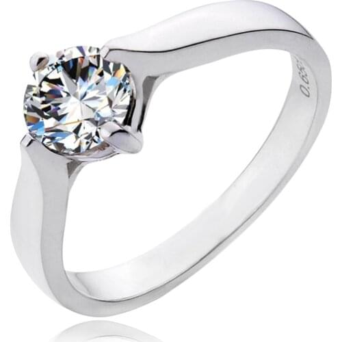 0.5Ct Romantic Diamond Ring Diamond Solitaire Ring Solid 925 Sterling Silver Engagement Ring White Gold Color Prmoise Ring