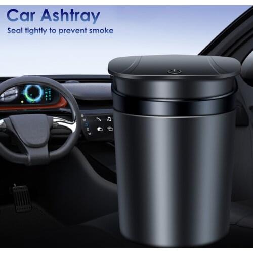 With Cover Car Ashtray LED Light Garbage Storage Cup Home Office Cigarette Smoke Holder Automobile Interior Supplies Accessories