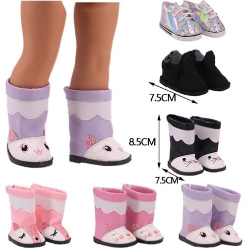 7.5Cm High Top Cute Bunny Boots 2021NEW Fashion Checkered Canva Shoes Fit 18Inch American Women/Men &43Cm Baby Reborn Doll Shoes