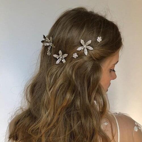 Stonefans Crystal Rhinestone Flower Hair Clip Hair Accessories 2pcs/set Hair Barrettes Vintage Clips for Women Bling Gift