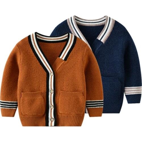 IYEAL Children Baby Clothes Kid Sweater Coat Infant Boys Sweater Toddler Boy V-Neck Jumper Knitwear Long-Sleeve Cotton Cardigans