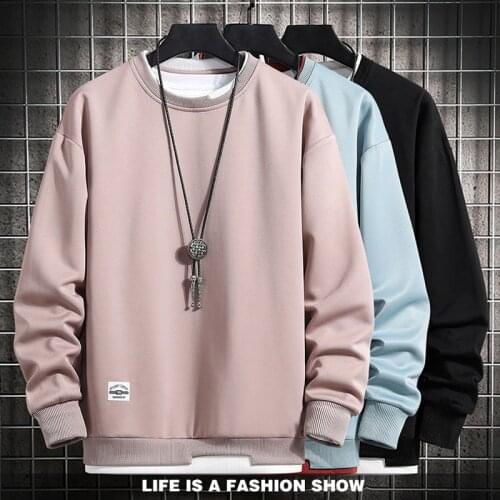 New Fashion Mens Casual Sweatshirts Long sleeve Men Fake Two Pieces Multi Color O-Neck Fashion Harajuku Style Male Sweatshirt