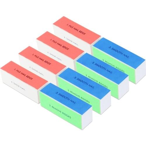 TINKSKY 10pcs Washable 4-Way Nail Shiner Sponge Nail Files Nail Buffers Sanding Blocks