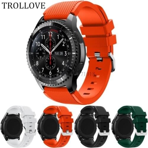 TROLLOVE For Gear S3 Frontier / Classic Watch Band, 22mm Soft Silicone Man Watch Replacement Bracelet Strap for Samsung Gear S3