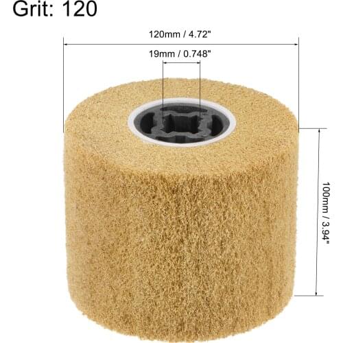 Uxcell 120mmx100mm 120 Grit Non-Woven Polishing Nylon Wire Drawing Abrasive Flap Wheel
