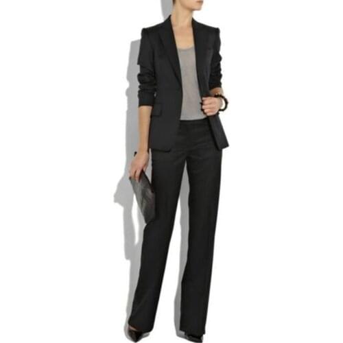 Women Pant Suits Black Ladies Custom Made Women Formal Suits Work Wear Business Office Tuxedos Ladies black trouser suit