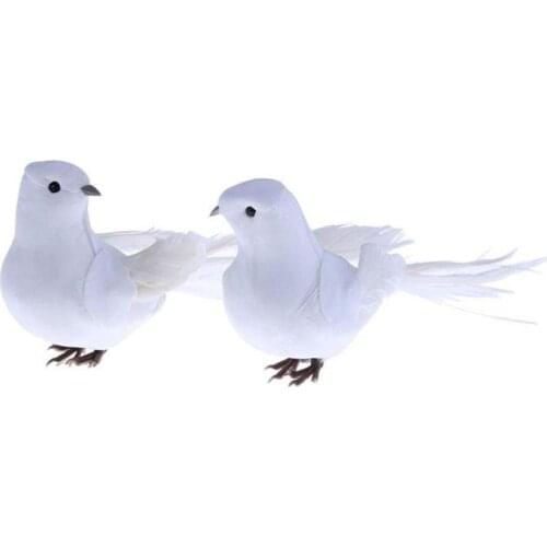 1/5pcs Simulation Pigeon Feather Bird Green Plants Bird Ornaments Pigeon Gardening Crafts Decoration Pigeon White Christmas T9V8