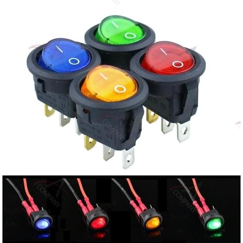 10PCS 12v led switch 20A 12V Light Switch Power Switch Car button lights ON/OFF 3pin Round Rocker Switch