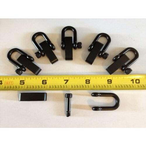 15Packs/lot Black U D Shape Flat Adjustable SHACKLE Buckle Stainless Steel With Round Pin for 550 Survival Paracord Bracelet