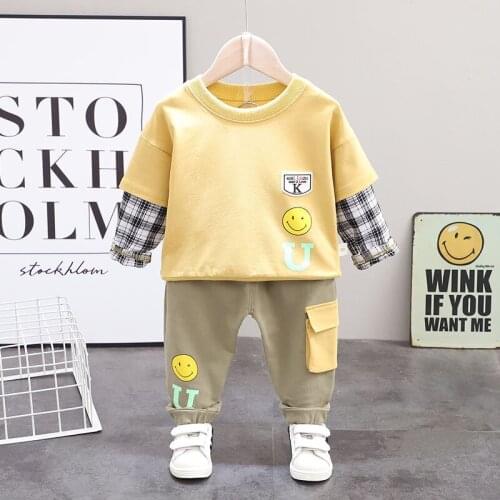 Autumn Children Cotton Out Clothes Baby Boys Girls Cartoon patchwork T Shirts Pants 2Pcs/sets Infant Kids Fashion Toddler suits