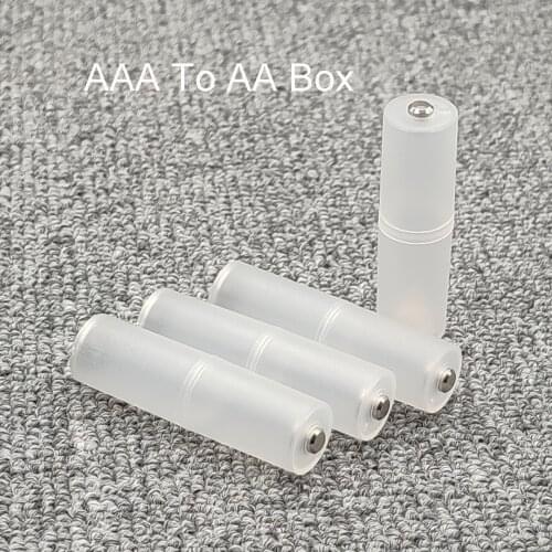 2 Pcs AAA to AA Size Cell Battery Converter Adapter Adaptor Batteries Holder Plastic Case Switcher Wholesale