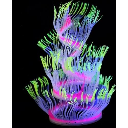 50/75/100CM Flexible Sea Anemone Silicone Aquarium Soft Coral Artificial Fish Tank Sea Anemone Decoration Glowing Plant Ornament