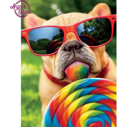 5D DIY Diamond Embroidery Dog with Lollipop Diamond Painting Cross Stitch full Square Rhinestone Mosaic home decoration